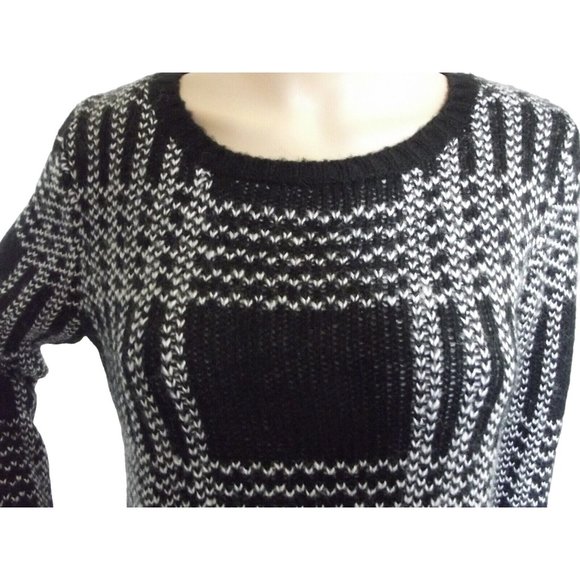New York Laundry Sweater Womens Sz Small Wool Blend black white checkered plaid - Picture 2 of 9